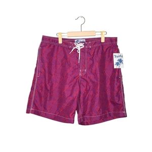 NWT Trunks Surf & Swim Co. Red Tribal Geometric Pattern Swim Shorts